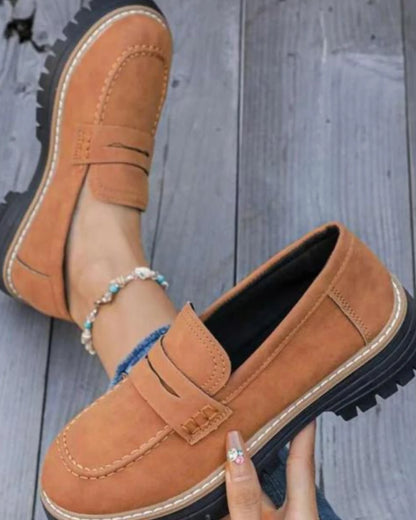 Momount Women Platform Loafers – Lug Sole Penny Strap Slip-On Round Toe — momount-women-platform-loafers-lug-sole-penny-strap-brown-11-variant.webp