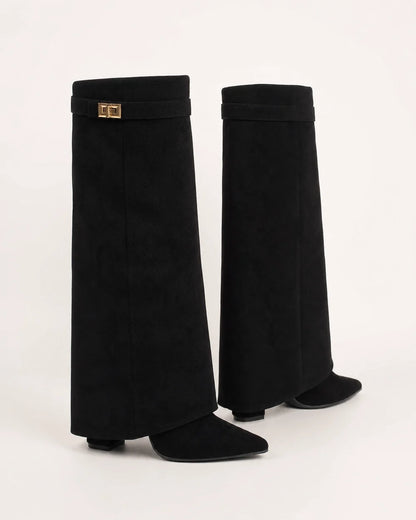Momount women wide-bell pointed knee-high boots – view 8