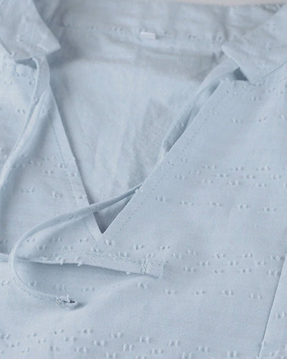 Persephone | Vestido Túnica de Praia em Algodão com Capuz Decote em V