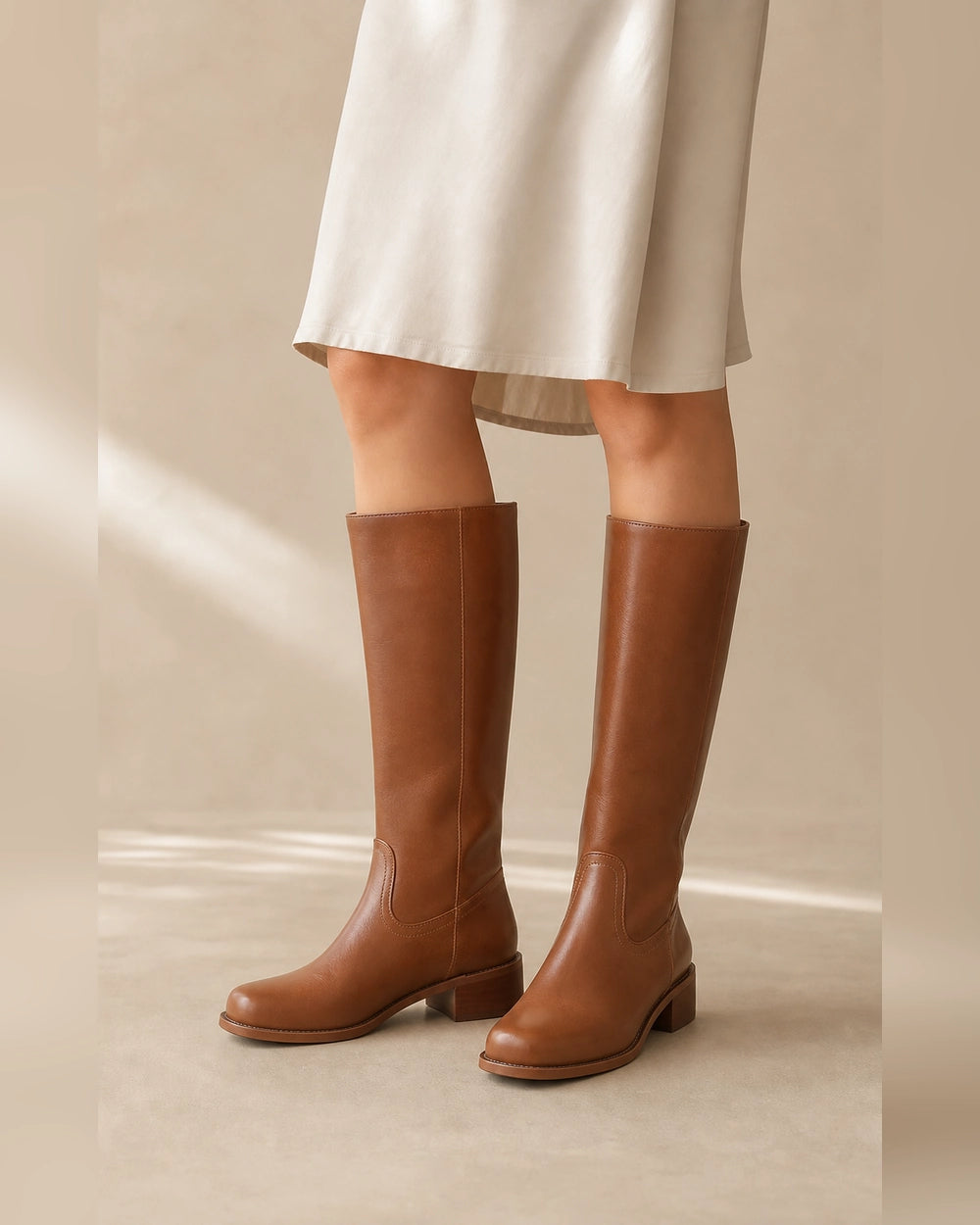 Leather Knee-High Riding Boots, brown hero. — piper-brown-01-hero.webp