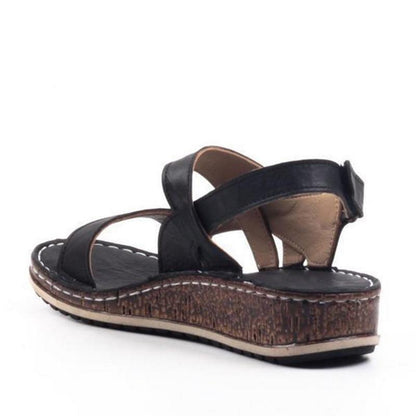 Momount Sandálias de Cunha Mulher – Pele Castanha Peep-Toe Tira Posterior de Verão