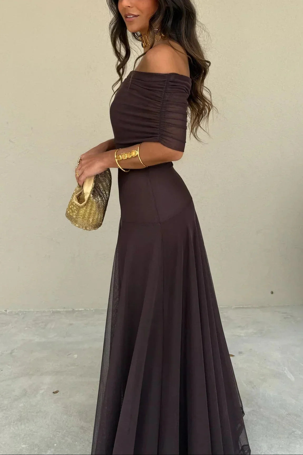 Ariadne | Vestido Comprido Chic Drapeado Um Ombro Franzido Sem Mangas Verão