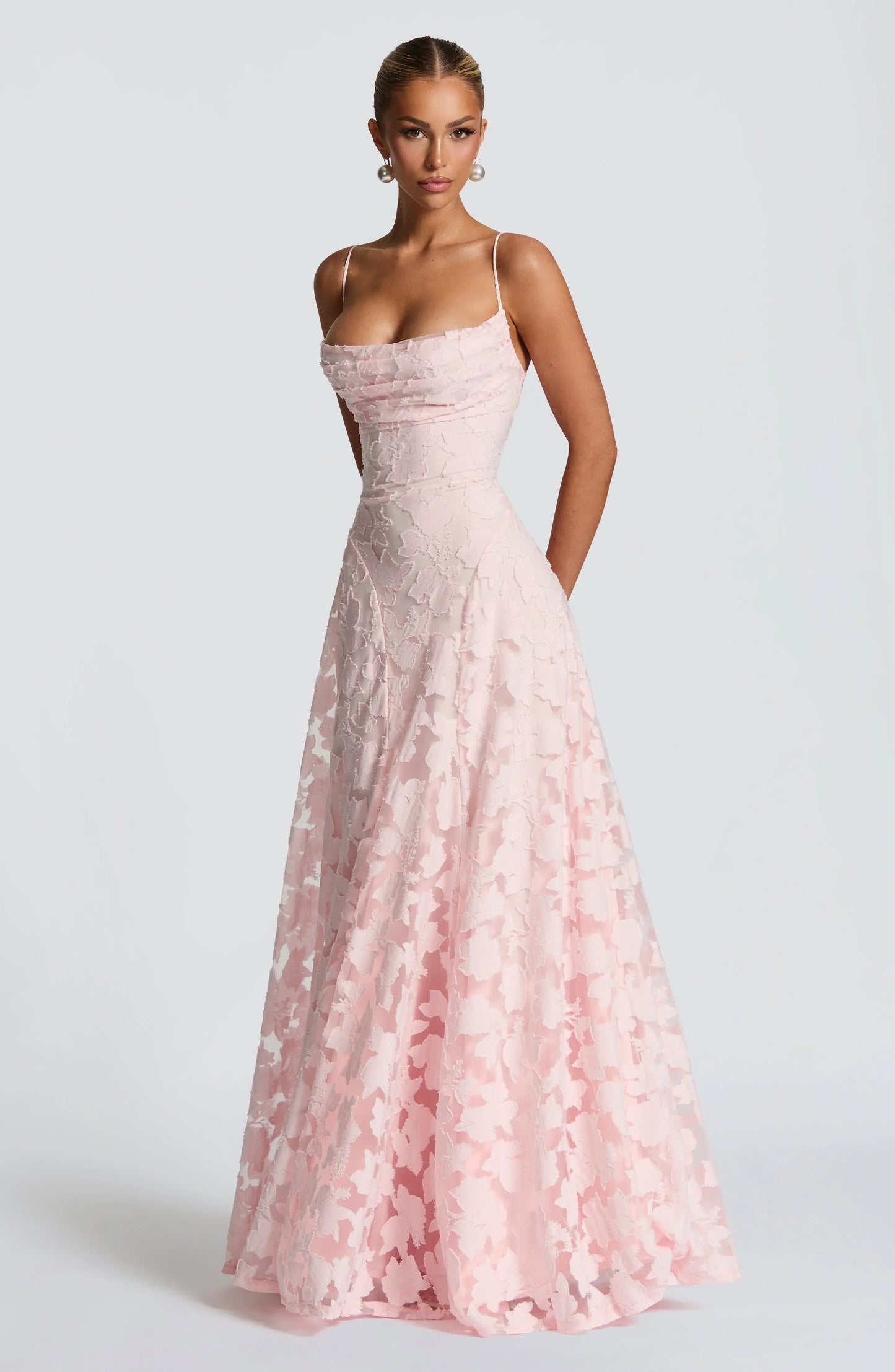 Auriana | Vestido Comprido Romântico Floral Decote Quadrado Alças Finas Verão
