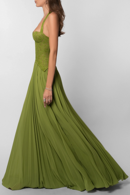 Cosima | Vestido Comprido Elegante em Cetim Um Ombro Capa Sem Mangas Noite