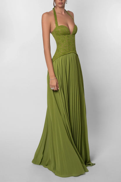 Cosima | Vestido Comprido Elegante em Cetim Um Ombro Capa Sem Mangas Noite
