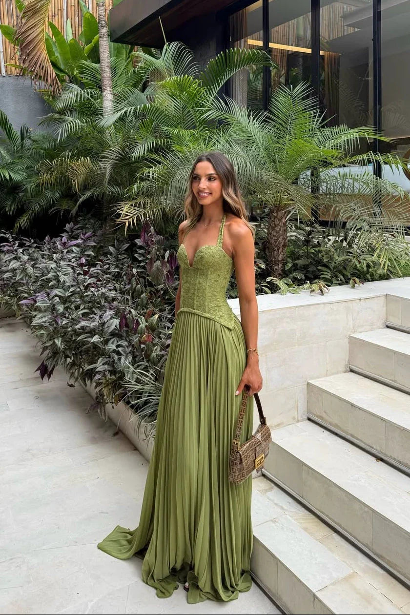 Cosima | Vestido Comprido Elegante em Cetim Um Ombro Capa Sem Mangas Noite