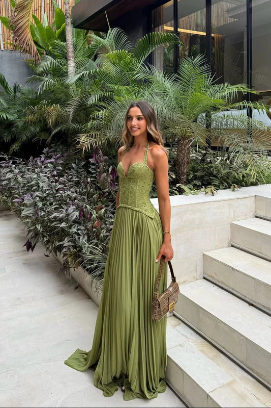 Cosima | Vestido Comprido Elegante em Cetim Um Ombro Capa Sem Mangas Noite