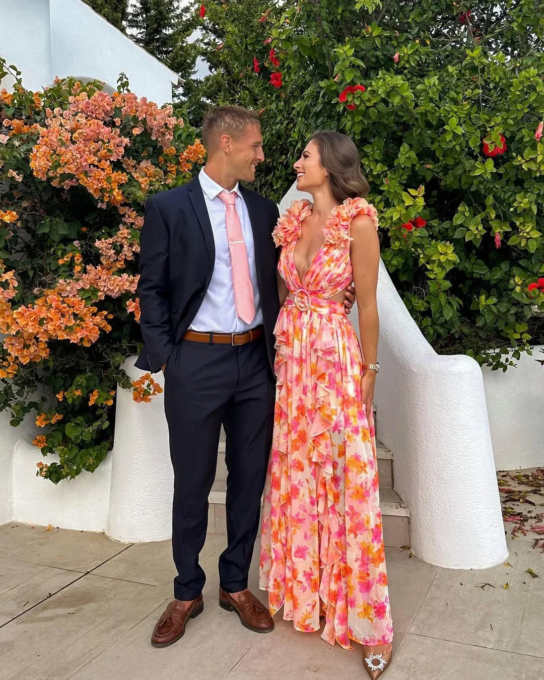 Citania | Vestido Comprido Floral Sem Mangas Decote em V Romântico Verão