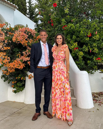 Citania | Vestido Comprido Floral Sem Mangas Decote em V Romântico Verão