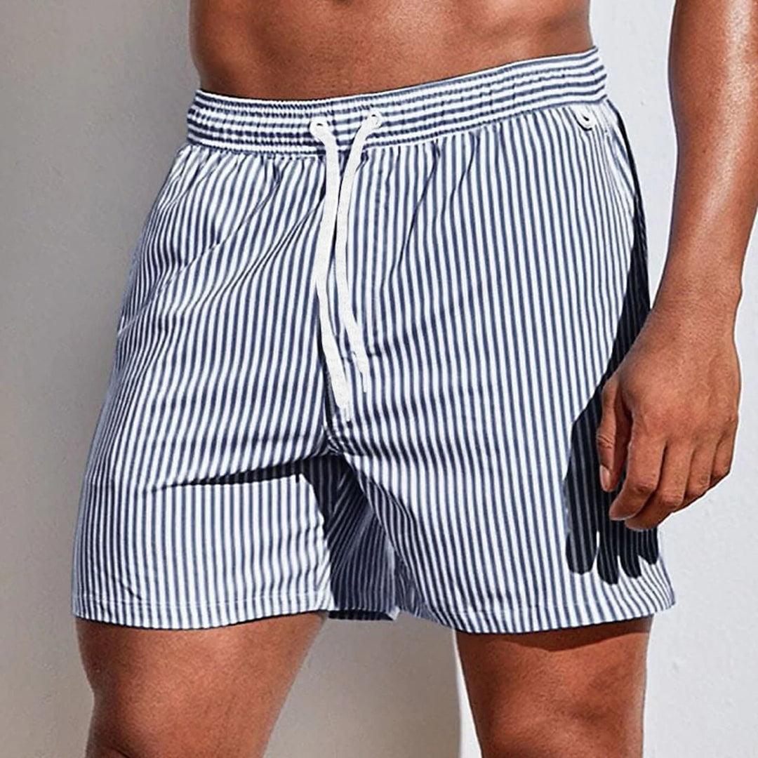 Momount Calções de Banho Homem – Às Riscas Cordão Secagem Rápida Verão Praia