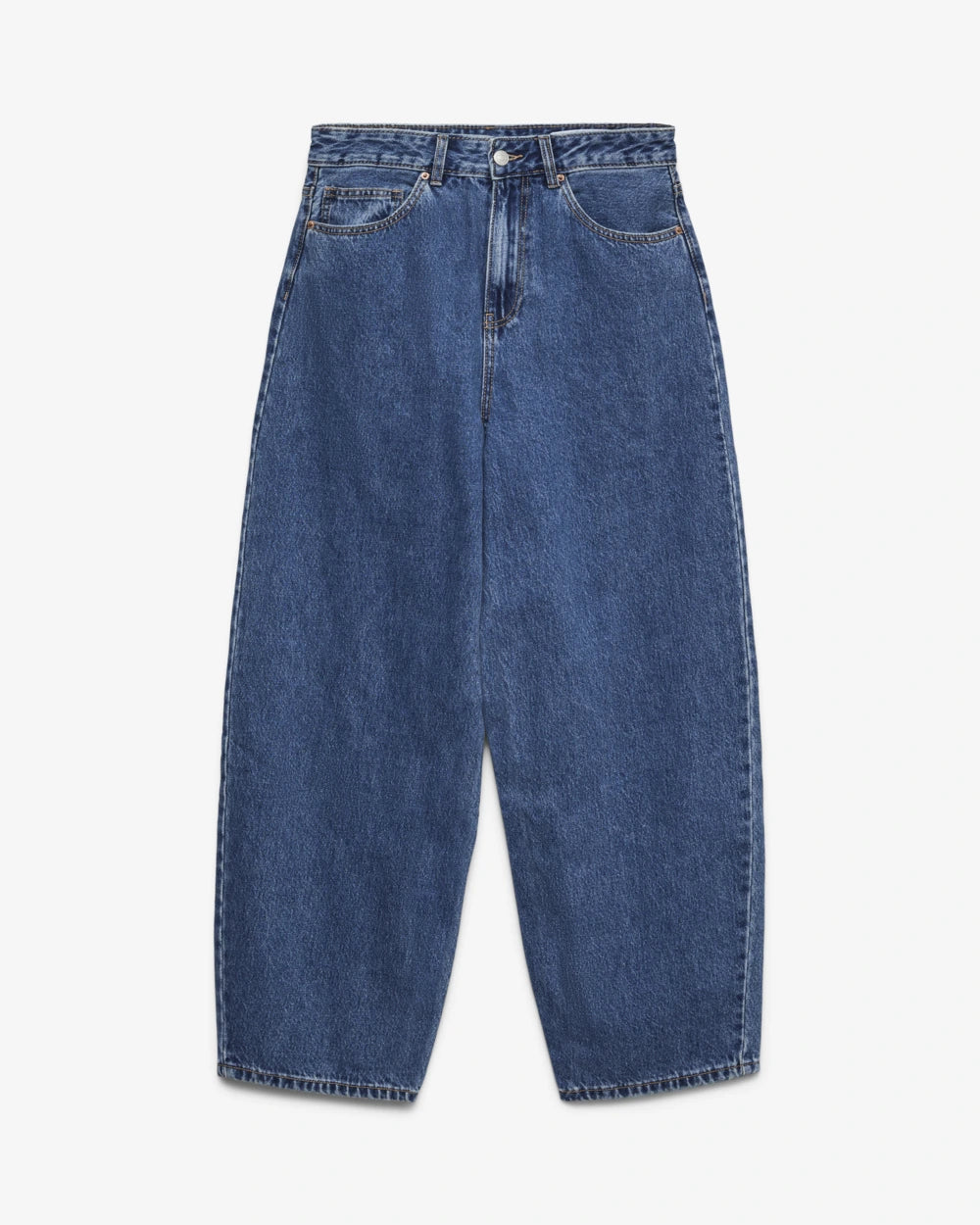 Jeans barrel de mulher de cintura subida azul médio — image