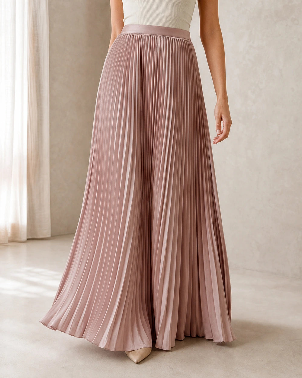 Saia maxi de senhora plissada e fluida — image 1